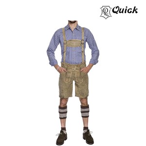 2024 TENDANCE authentique allemand unisexe Lederhosen blanc en cuir véritable court vêtements de travail Oktoberfest tenue en cuir véritable authentique - Product Image 3