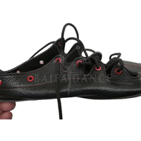 Chaussures de danse écossaise élégantes en cuir véritable noir, confortables, à lacets, avec doublure en coton