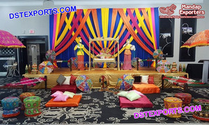 Stylish Muslim <b>Mehndi</b> Sangeet Stage Arabian Sangeet Ceremony Stage & Swing Muslim <b>Mehndi</b> Sangeet Stage Setup - Product Image 2