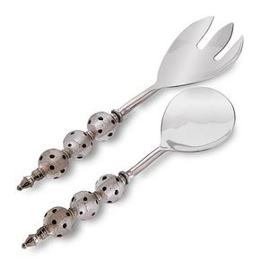 Juego de Cubiertos de Metal con acabado brillante de cuchara y tenedor, manijas decorativas hechas a mano, artículo de cubiertos de tenedor y cuchara grande - Product Image 1