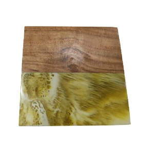Coussinets de boisson en bois d'acacia massif, 20 pièces, en résine, dessous de verre à utiliser sur le dessus de Table, bon marché - Product Image 1