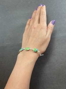 Bracelet chaîne en argent sterling bleu turquoise pour mariage chrétien, best-seller, 7-8 mm, pierre précieuse naturelle faite à la main, cabochon en forme de poire - Product Image 2