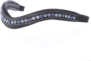 Diadema de Cuero Acolchada Curva con Cristales de Lujo para Caballo, Accesorio de Brida Ecuestre con Brillantes - Product Image 2