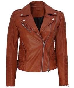 Chaqueta de Invierno de Cuero Genuino para Mujer, Talla XL, Estilo Motero, Acolchada, de Secado Rápido, Transpirable y Ecológica, Nueva Tendencia - Product Image 1