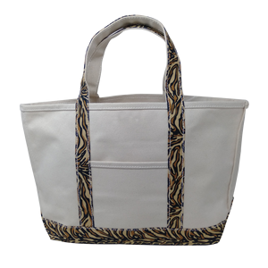 Sac fourre-tout résistant à l'eau pour femmes à la mode 210 Gsm toile de coton solide multicolore fermeture ouverte décoration florale pour la plage d'été - Product Image 2