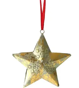 Yıldız kar tanesi tasarım altın METAL noel ağacı dekorasyon asılı süs demir ev dekorasyon en kaliteli