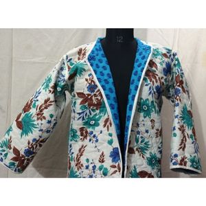 Algodón acolchado Boho Kantha chaquetas Unisex Hippie chaquetas indio Patchwork Vintage chaqueta Floral diseño Kantha mujeres abrigo largo - Product Image 2