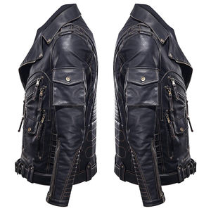 OEM vente en gros veste de course de moto personnalisée de haute qualité pour hommes hiver en cuir véritable avec toile tissu Logo personnalisé - Product Image 2