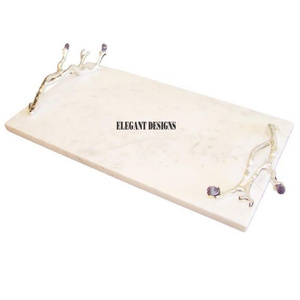 Plateau de service en marbre de qualité supérieure de luxe, couleur et taille personnalisées, meilleur plat de service, plateau de service classique en marbre fantaisie - Product Image 6