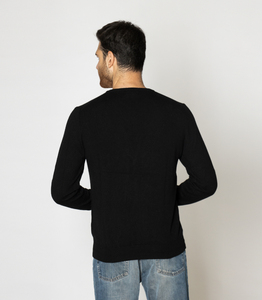 Mode italienne pour hommes 100% tricot en cachemire tricoté à la main pull à col en V avec manches longues régulières noir hiver collection ODM - Product Image 3
