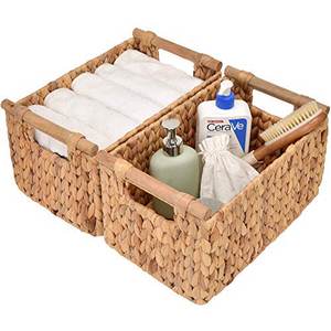 Cesta rectangular de alta calidad para almacenamiento de agua, canasta tejida a mano con mango de madera de Vietnam, venta al por mayor - Product Image 5