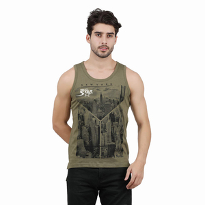 Men's Fitness Wear <b>Singlets</b> Crew Neck Sleeveless Sublimation Printed Polyester Knitted Breathable Quick Dry Customized Design - Product Image 1