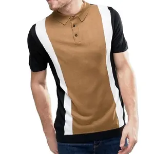 Mannen Drie Tone Lambrisering Polo Shirts Custom Made Tri Kleur Gedessineerde Fancy Polo Shirt Mannen