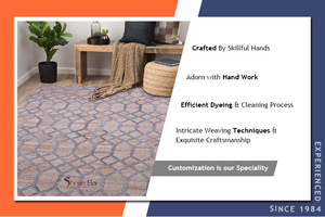 Exceptional Quality Handmade Washable 100% Jute/<b>Wool</b> <b>Cotton</b> Material Embroidered Geometric Pattern Floor Rugs Bulk Quantity Best - Product Image 2