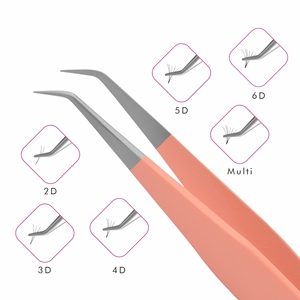 Professional Eyelash Volume Str Angle 6mm 45deg Tweezer Tip Satin and Orange with Your Company Logo, New Arrival Eyelash Tweezer - Product Image 4
