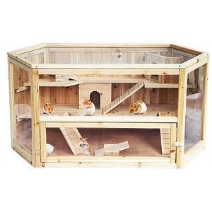 Jaula Grande de Madera Ecológica para Hámsteres y Conejos con Bandeja de Plástico y Diseño de <span class=keywords><strong>Animales</strong></span> - Product Image 1