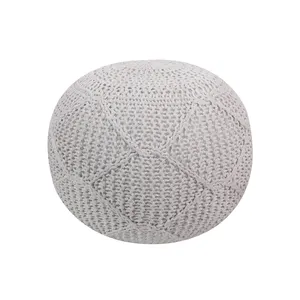 Polystyrene Balls Filling 45x45x45 cm Hand Knitted Modern Style Pure Cotton Poufs for Floors