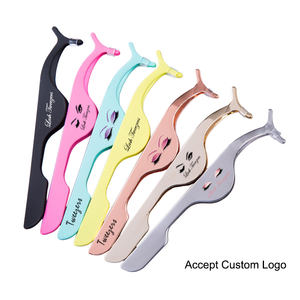 Pinzas de extensión de pestañas, herramienta de elevación de pestañas dorada con logotipo personalizado, pinzas de agarre de diamante de acero inoxidable para extensión de pestañas - Product Image 3