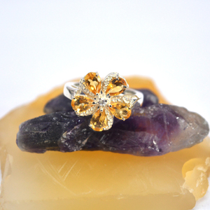 Anillo de piedras preciosas de citrino natural en forma de pera de Plata de Ley 925 al por mayor, joyería amarilla de moda de fabricante y proveedor - Product Image 1