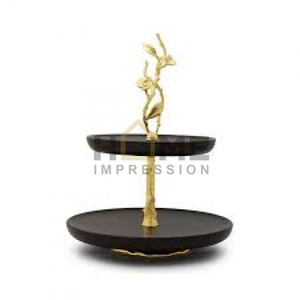 Nouveau support de gâteau de fantaisie en métal enduit de poudre noire à 3 niveaux de conception antique pour les accessoires de cuisine à la maison à un prix raisonnable - Product Image 2