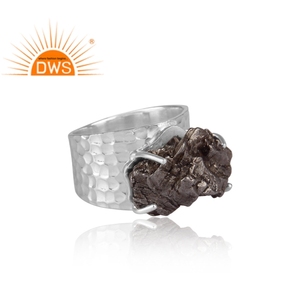Hot Selling 925 Fine Sterling Silver Natural <b>Meteorite</b> Gemstone Statement Ring <b>Jewelry</b> Manufacturer - Product Image 2