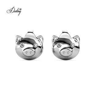 Simpatici <span class=keywords><strong>orecchini</strong></span> a bottone maiale impreziositi da cristalli <span class=keywords><strong>Swarovski</strong></span> dasini in argento Sterling 925 <span class=keywords><strong>orecchini</strong></span> gioielli <span class=keywords><strong>per</strong></span> adolescenti ragazza - Product Image 6