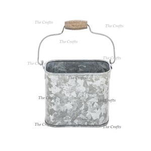 Porta Cubiertos Galvanizado de Cuatro Compartimentos con Mango de Madera, Tamaño y Forma Personalizados, Porta Cubiertos en Venta - Product Image 4