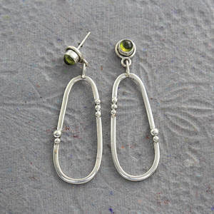 925เงินสเตอร์ลิงต่างหูพลอยเพอริดอทแบบห้อยเครื่องประดับอัญมณีของขวัญสำหรับเธอเป็นกลุ่มผู้ผลิตเครื่องประดับ - Product Image 1