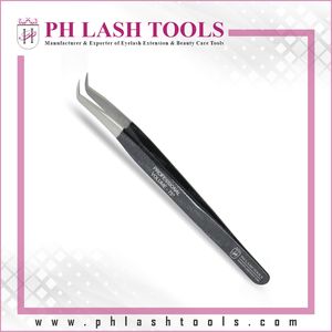 Pince à épiler professionnelle pour l'extension de cils, pince à cils enduite de couleur noire, pince à cils avec étiquette privée - Product Image 4