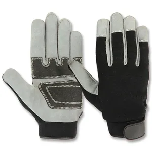 手の安全のための手袋合成皮革通気性のあるバックメカニカルグローブ工業用溶接ロンググローブ