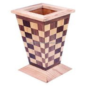 Vase à fleurs en verre au design moderne Vase en métal pour décoration de maison en aluminium avec cadre en bois - Product Image 6