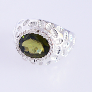 Anillo de plata esterlina 925 hecho a mano, cristal de moldavita, piedra preciosa Natural única para curación de cristal, anillo único Original de diseñador - Product Image 2