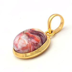 Colgante de Plata de Ley 925 con piedra preciosa de ostra Rosa natural y circonita cúbica Forma ovalada chapada en oro de 18 quilates para boda - Product Image 4