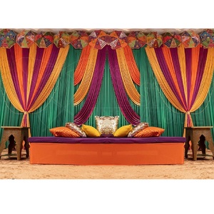 Telón de fondo con bordado Floral para escenario de boda, telón de fondo con bordado a mano para Decoración de casa de boda, Mehendi - Product Image 1