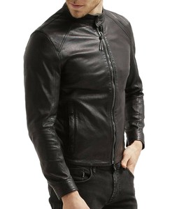 Chaqueta de motorista con cremallera para hombre, de cuero de vaca negro, de alta calidad, disponible en todos los colores - Product Image 1