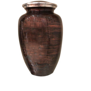 Urnas de cremación para adultos de latón clásicas de alta calidad con hermoso color verde y acabado de peltre en tiras. - Product Image 2