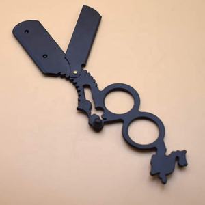 Rasoir professionnel à lame droite en acier inoxydable, finition noire mate, rasoir pour hommes, outil de rasage antique Obexa - Product Image 3