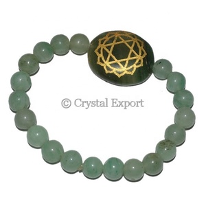 Heart Chakra Engraved Oval <b>Bracelets</b>/Top Quality Chakra <b>Bracelets</b> - Product Image 1
