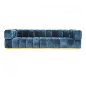 Moderne Samt Polster Couch Wohnzimmer Sofa Mit Gold Finish Basis
