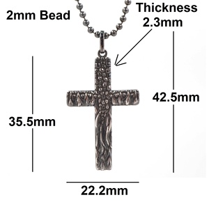 Bijoux croix en argent Sterling 925 pour hommes, collier doré avec pendentif croisé noir, vente en gros - Product Image 3