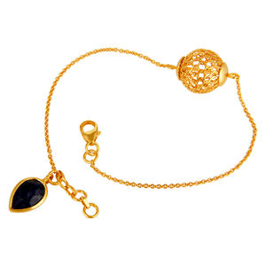 Pulsera de piedras preciosas de zafiro azul para mujer, proveedor de joyería, diseñador de bolas, Plata de Ley chapada en oro de 18k, venta al por mayor - Product Image 2