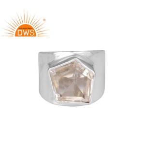 Natural Crystal Quartz Gemstone Stackable <b>Ring</b> Fine 925 <b>Silver</b> Classic <b>Statement</b> <b>Ring</b> Jewelry Manufacturer - Product Image 1