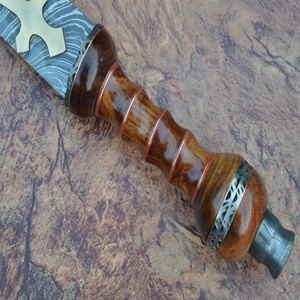 Espada corta hecha a mano con mango de madera, hermosa hoja de Damasco de 25 pulgadas (Smk1418) - Product Image 3