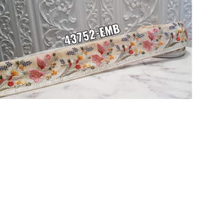 Custom Made Embroidered Floral Silk <b>Ribbon</b> <b>Laces</b> in Assorted Pastel Colors Suitable for Clothing Designers - Product Image 1