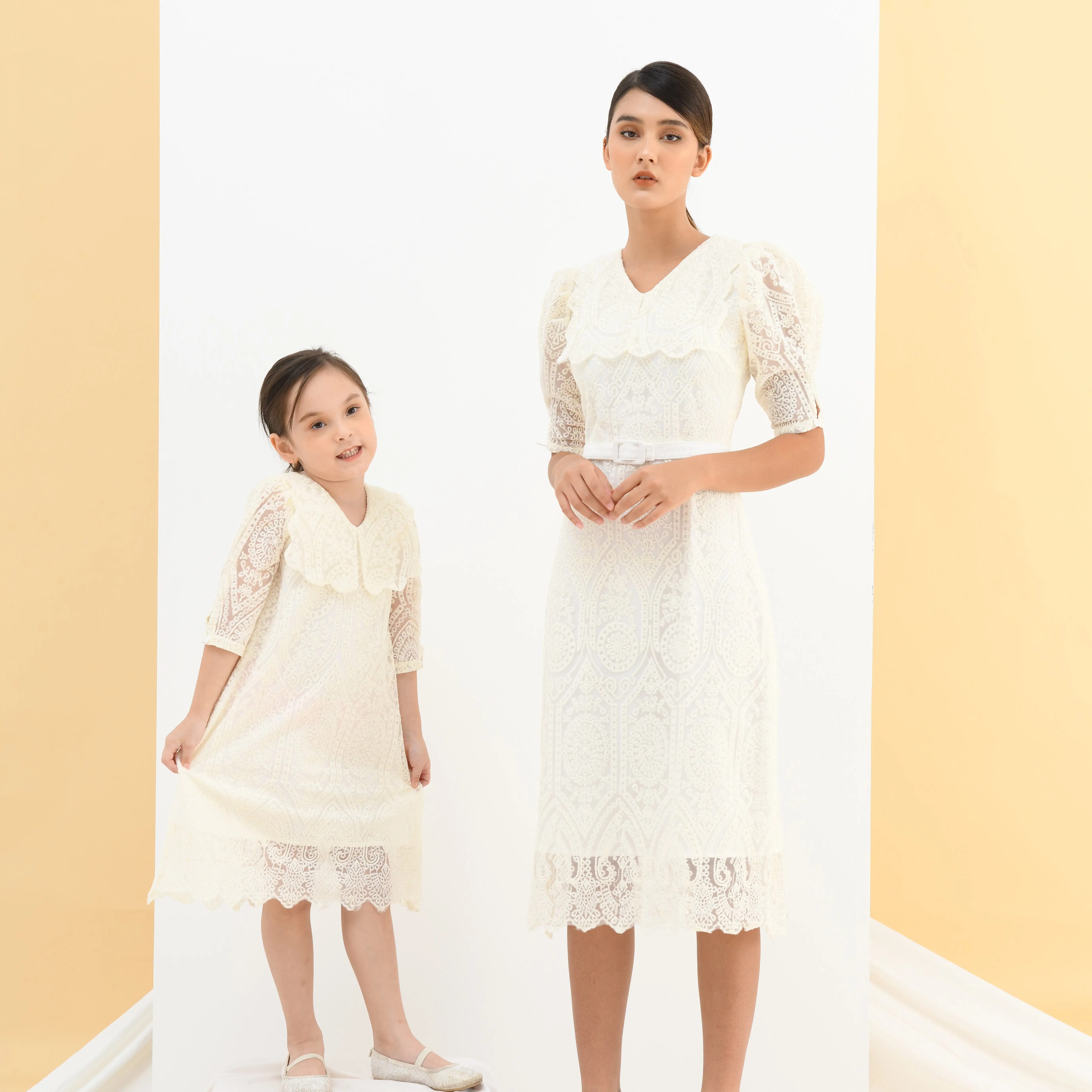 Mother And Daughter Matching Professional custom mother and daughter matching outfits lace family matching clothes