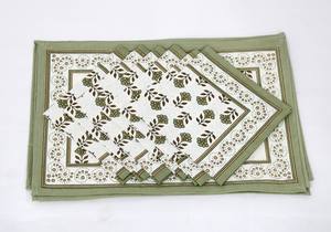 Luxury Hand Block Printed Canvas Cotton Fabric Place Mats Table Setting Decoration Custom Mat Set for Wedding - Product Image 4