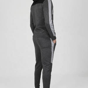 Traje de gimnasio con cremallera completa y bolsillos, conjunto de chándal de bloque de color, chaqueta y fondo para trotar, 2 piezas - Product Image 2