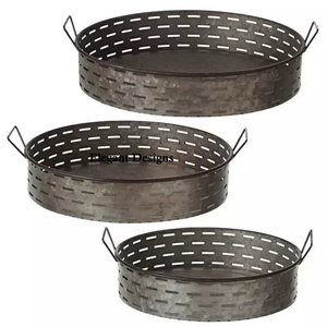 Plato de servicio galvanizado de diferentes tamaños, juego de dos bandejas de servicio hechas a mano, tamaño personalizado - Product Image 6