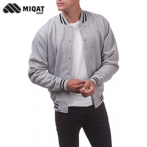 เสื้อแจ็กเก็ตเบสบอลผ้าฟลีซสำหรับผู้ชาย,เสื้อแจ็คเก็ตนักกีฬาสีเทา - Product Image 3