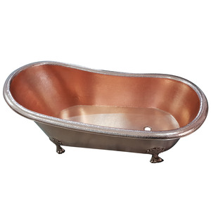 Bañera de cobre de remojo independiente de alta calidad con elegante desbordamiento de baño de pies para uso en el baño - Product Image 4